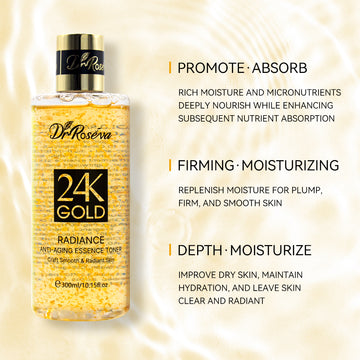 DR.ROSEVA Skin Care 24K Gold Collagen Toner Facial Pore Care Herbal Moisturizing Nourishing Toner