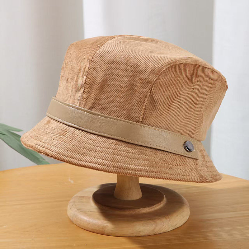 Corduroy Fisherman Hat Children's Autumn And Winter High-grade Hepburn Style