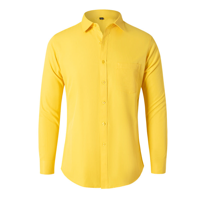 Solid Color Long Sleeve Men's Shirt - Black Casual New Fashion