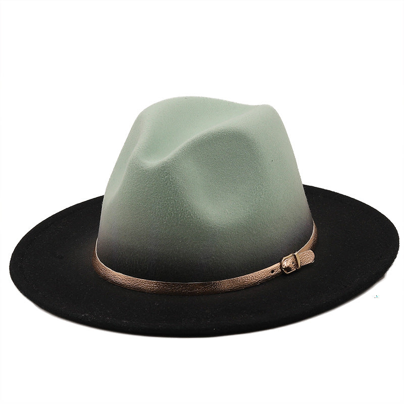 Autumn Winter Spray Painted Wool Jazz Hat