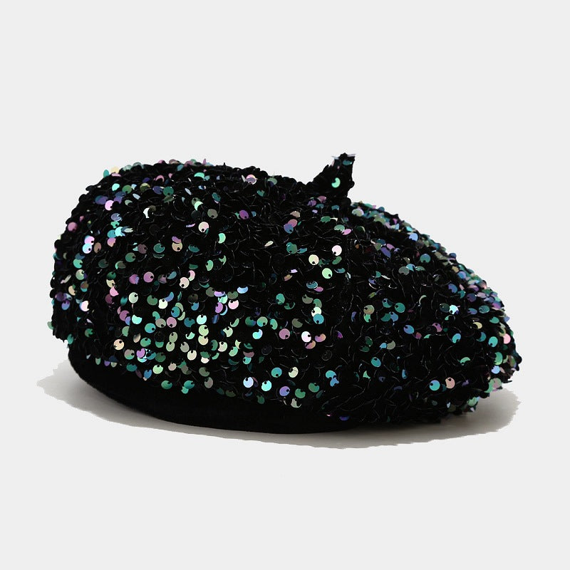 New FallWinter Sequined Trendy Versatile Personalized Pumpkin Hat For Women