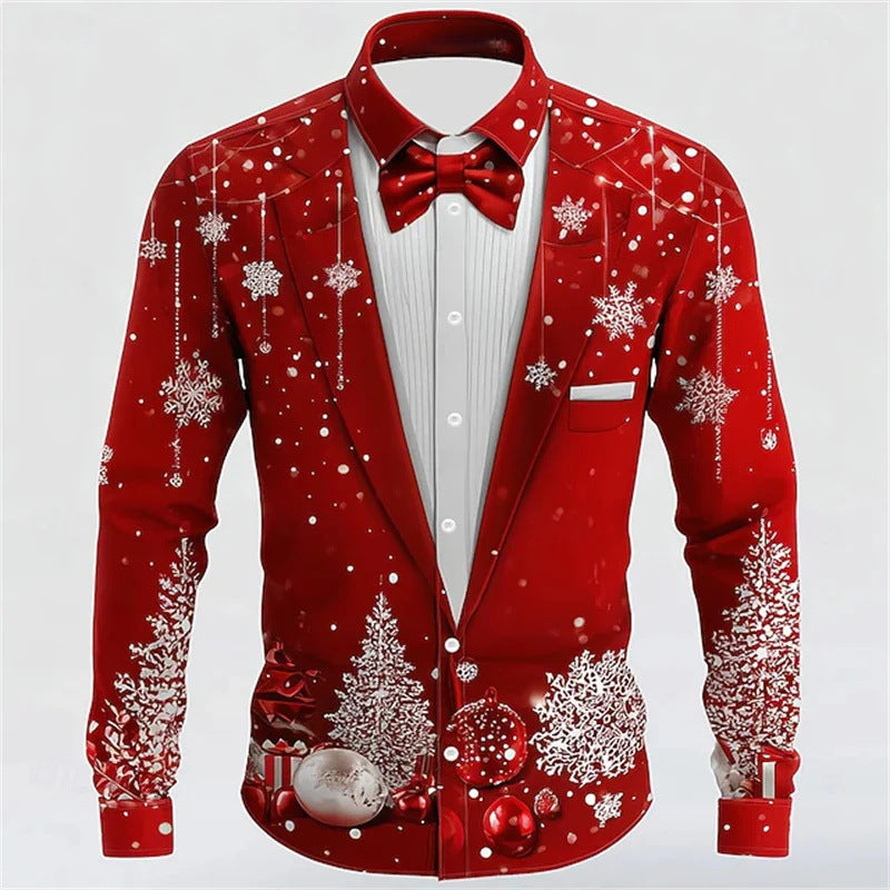 Christmas Men's Snowflake Tie 3D Print Shirt