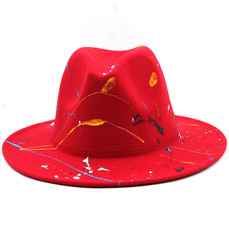 New Unisex Artists Fedora With Colorful Graffiti Paint