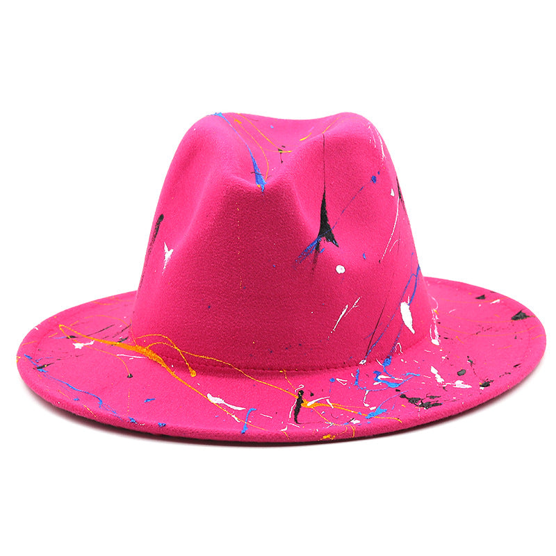 New Unisex Artists Fedora With Colorful Graffiti Paint