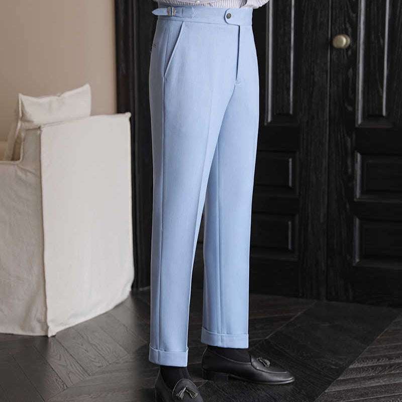 Casual High-waisted Men's Non-ironing Elastic Hanging Pants Naples Solid Color Dress Pants