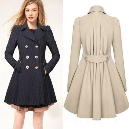 Fold Over Collar - Double Breasted  Plain Coats