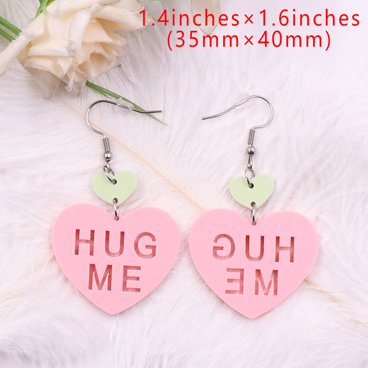 Fashion Love Letter Valentine's Day Gift Cute Acrylic Earrings Jewelry
