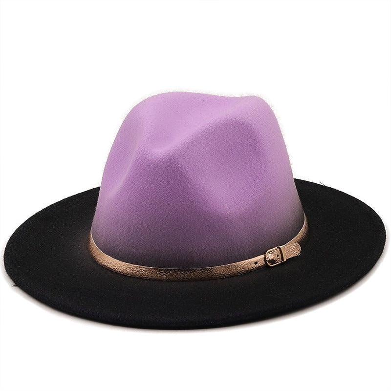 Autumn Winter Spray Painted Wool Jazz Hat