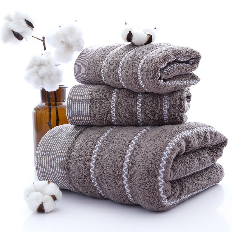 Cotton Three-piece Towel - Veneer Cloth -Thickened Hotel Bath Towel  - Embroidery