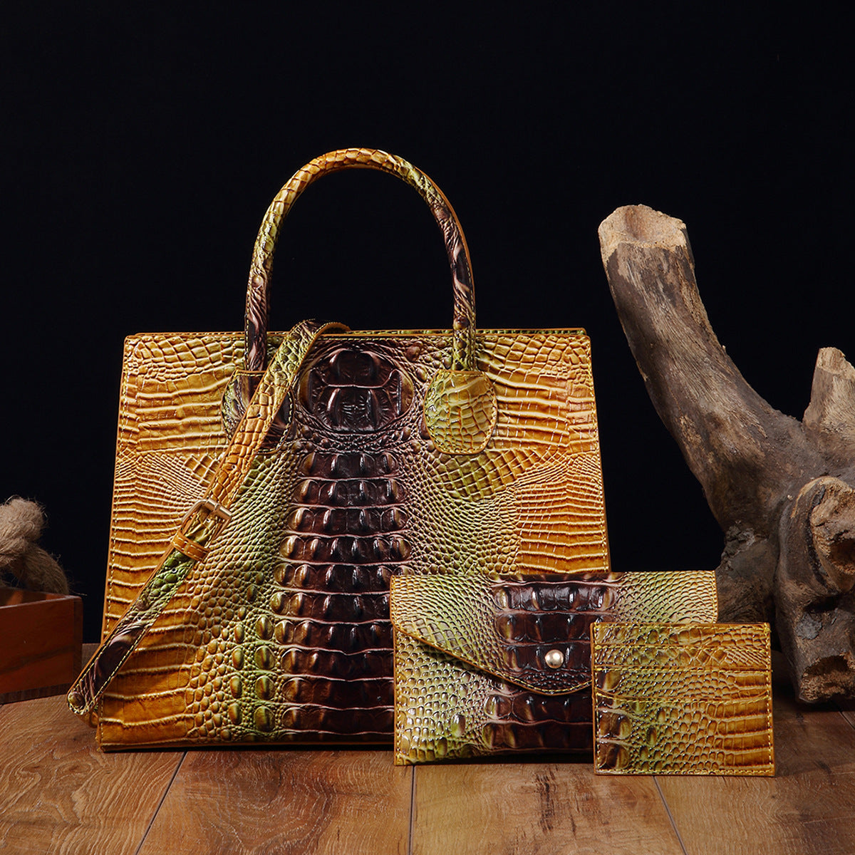 Womens Crossbody Tote Bag  With Vibrant Crocodile-Grain Design In The Brummie Style