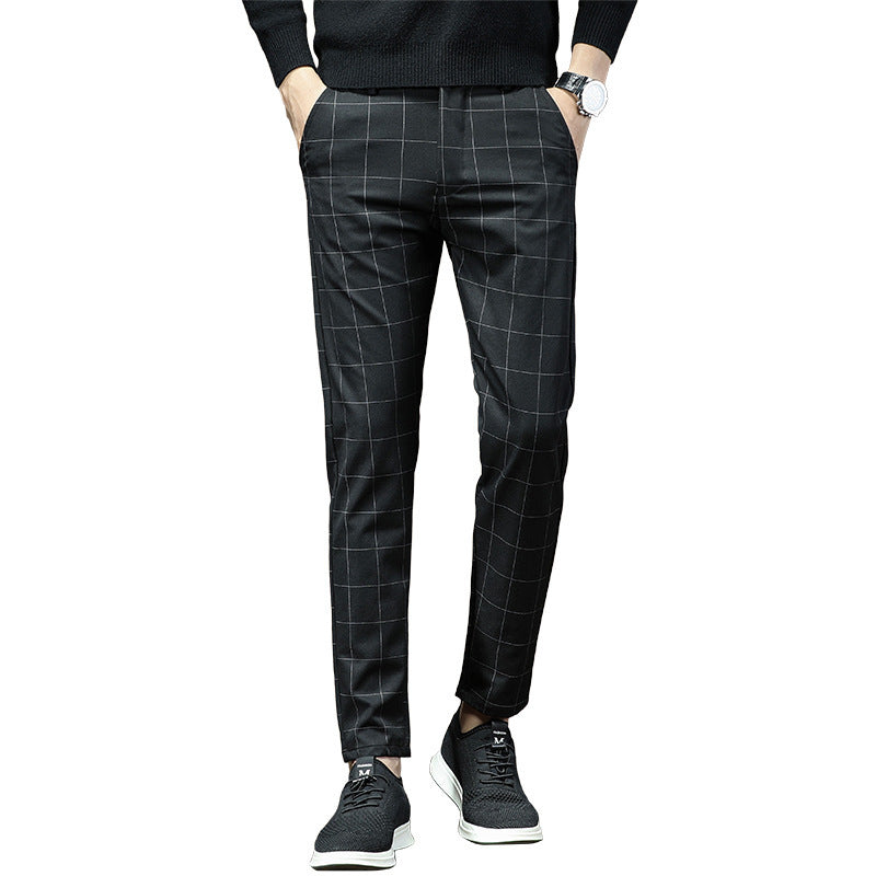 Black Plaid Mens Dress Pants