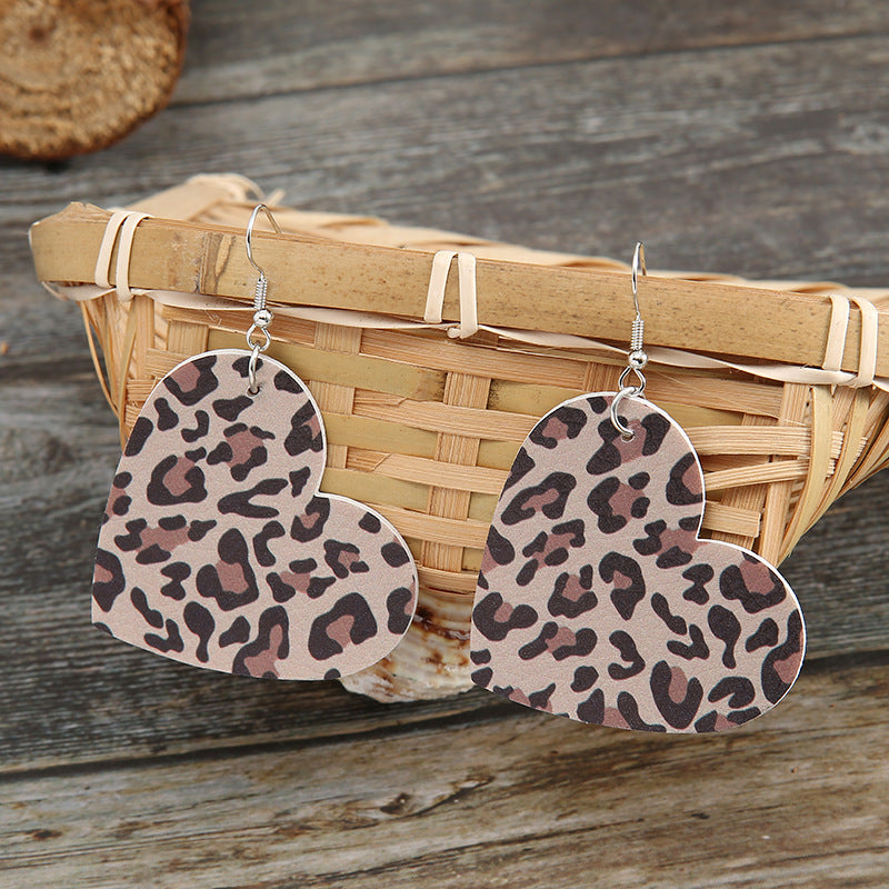 Valentine's Day Love Leather Earrings Creative Heart Shape