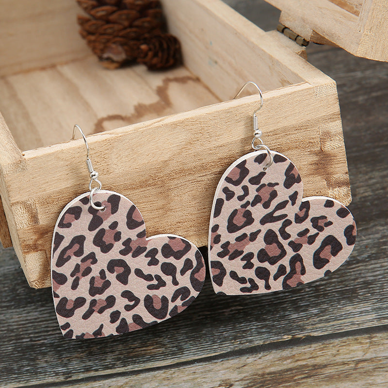 Valentine's Day Love Leather Earrings Creative Heart Shape