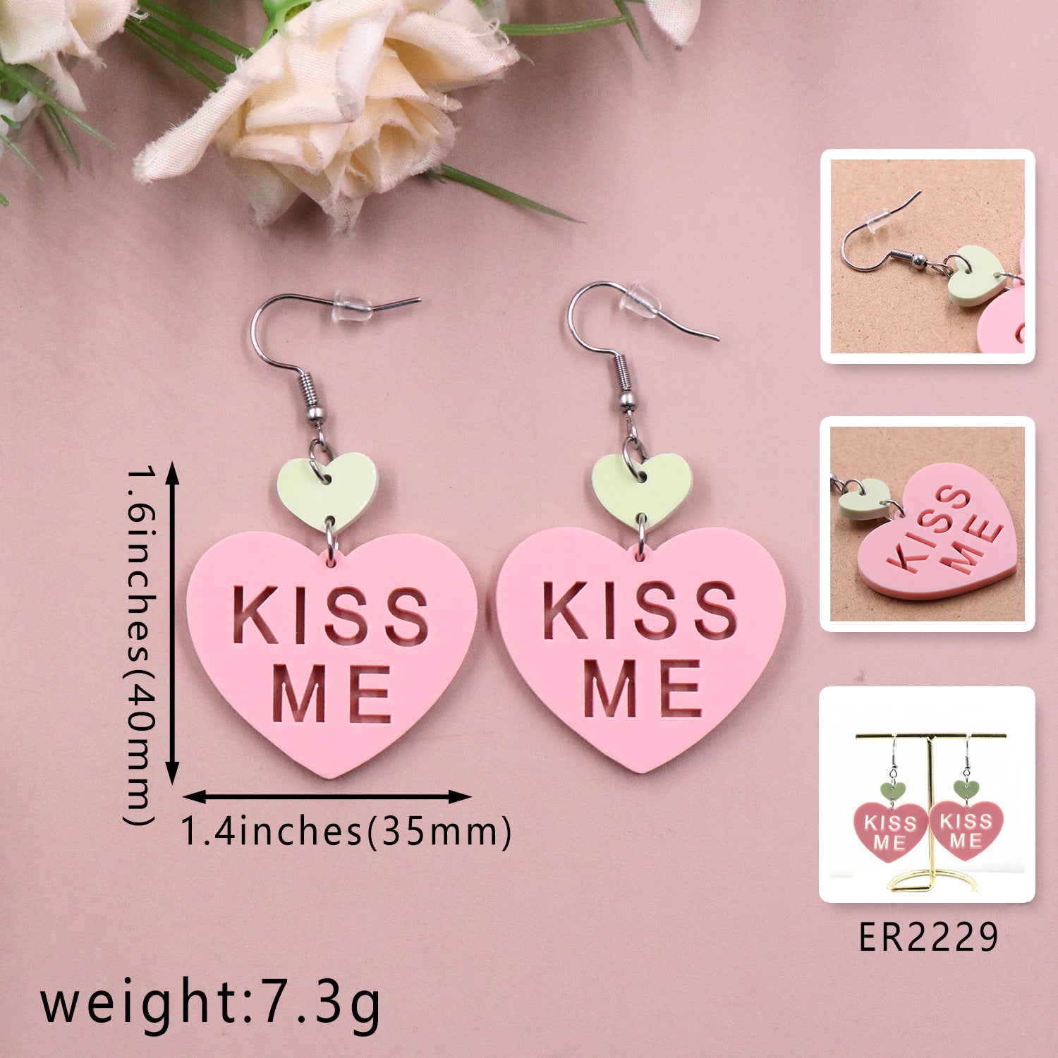 Fashion Love Letter Valentine's Day Gift Cute Acrylic Earrings Jewelry