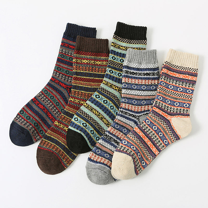 Retro Large Square Wool Socks