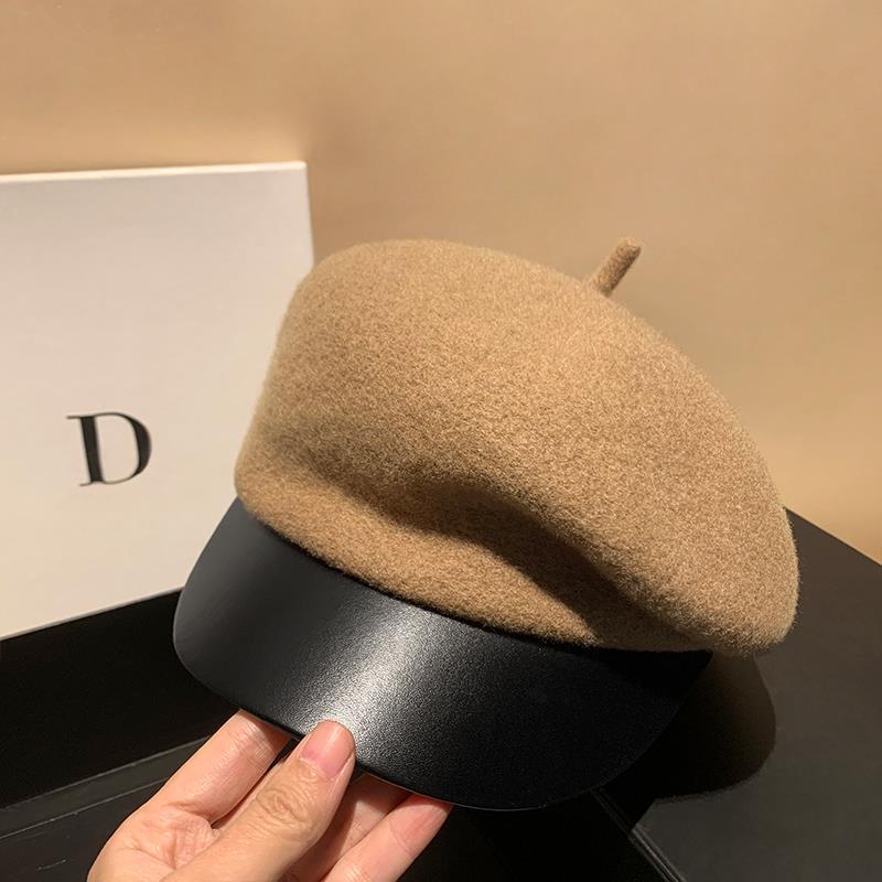 Womens Oversized Wool Patchwork Beret In Korean Style For FallWinter
