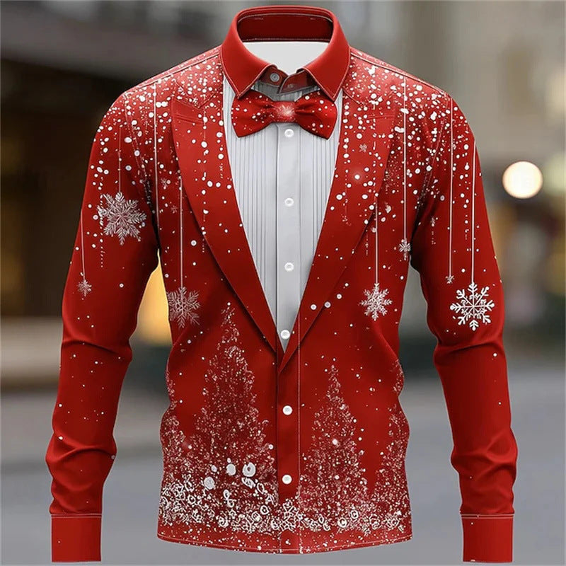 Christmas Men's Snowflake Tie 3D Print Shirt
