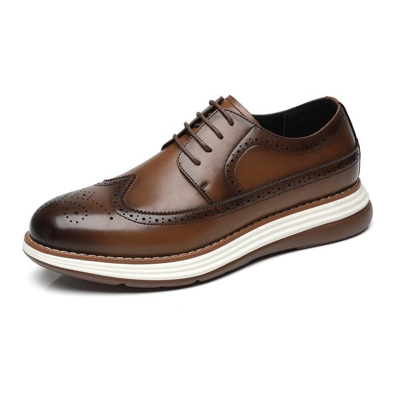 Ultra-fiber Thick-soled Trendy Men's Business Leather Shoes Comfortable And Casual