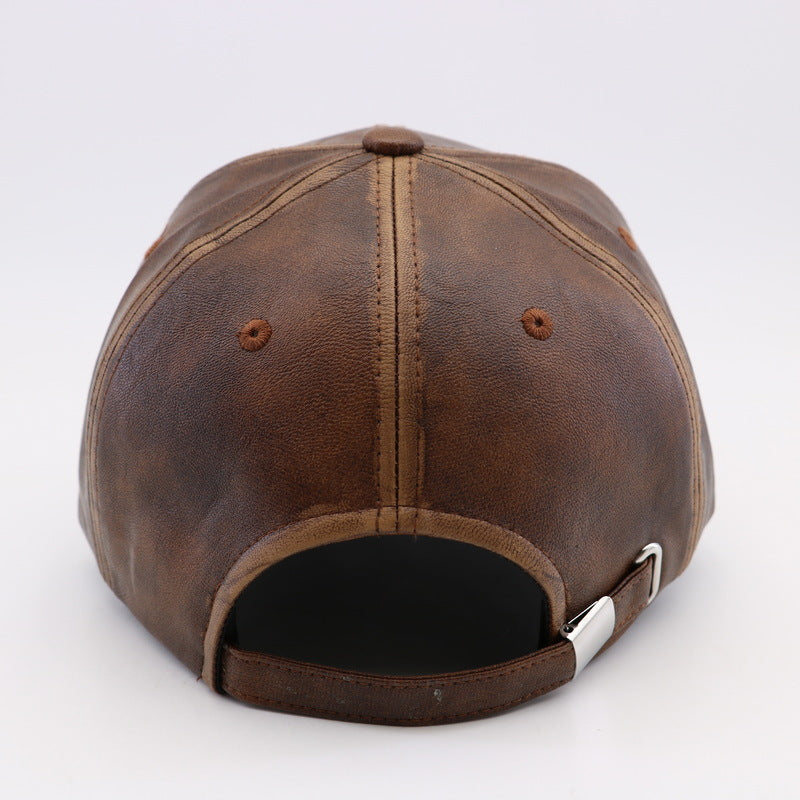 Washed And Worn PU Fashion All-match Street Travel Hard Top Peak Cap Baseball