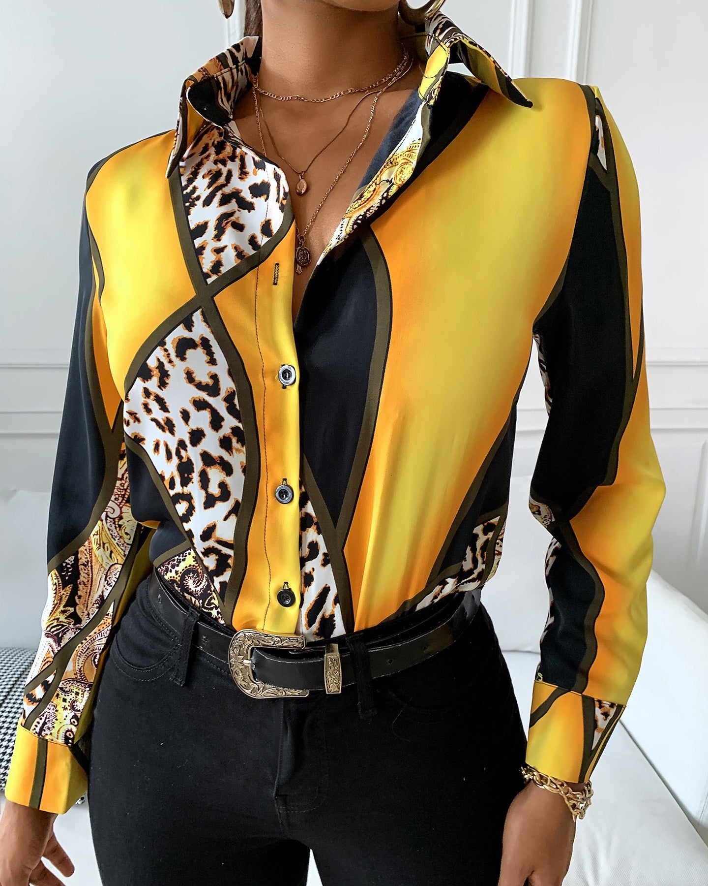 Leopard print long sleeve shirt