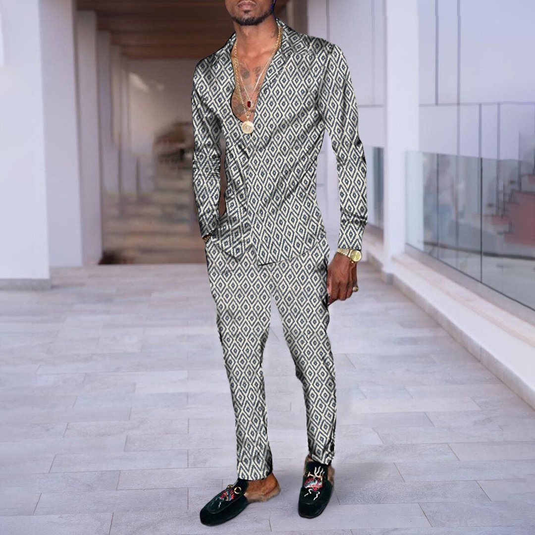 Hip Hop Hong Kong Style - Fashion 3D Printing Casual Long Sleeve Shirt Suit