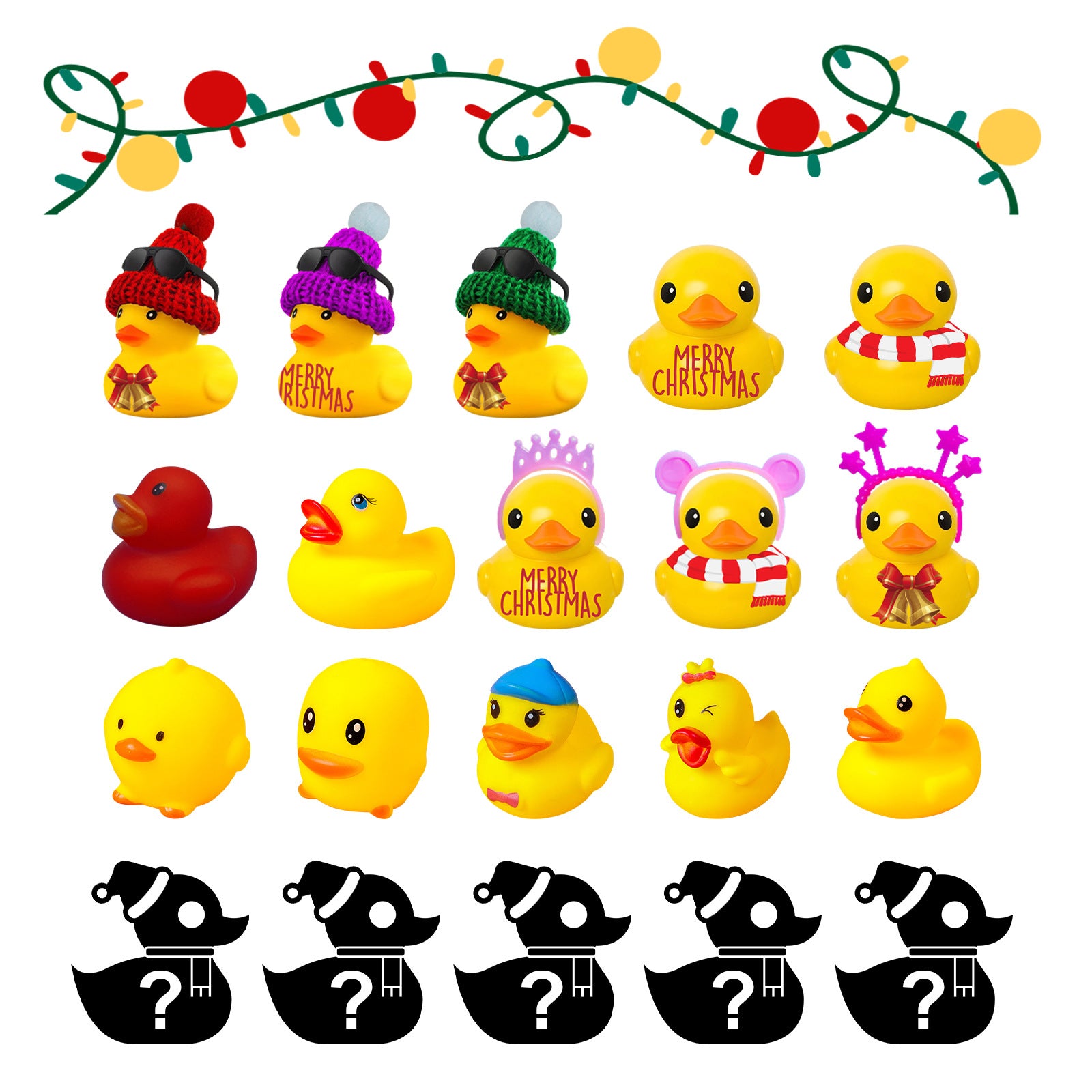 24 Days Countdown Christmas Advent Calendar Set Funny Ducks -Bath Toy For Kids Animals Advent Calendar Christmas Xmas Gifts