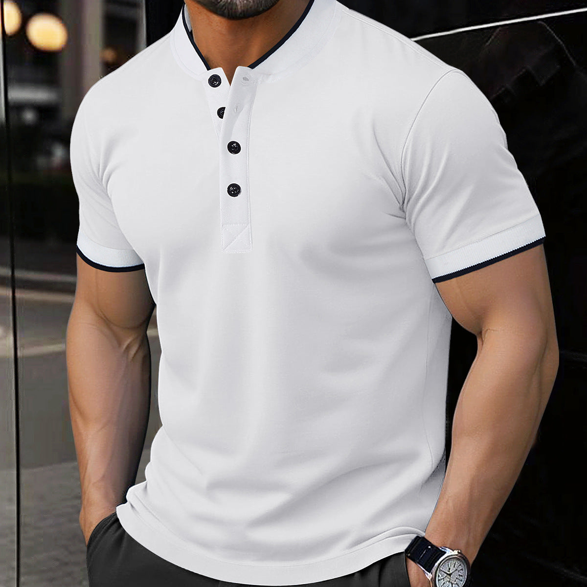 Mens Versatile Casual Short-sleeve Top