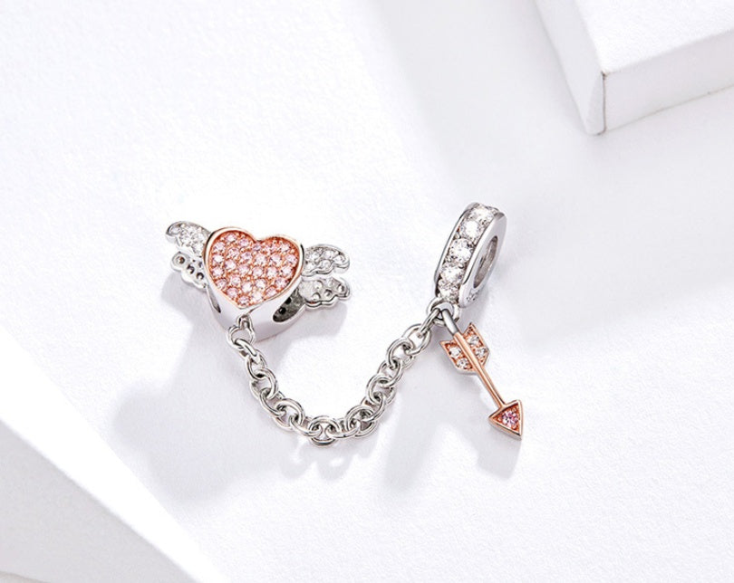 Silver Ziyun Valentine's Day Series Arrows Love 925 Sterling Silver Pendant Platinum Fashion Beaded Bracelet DIY Accessories