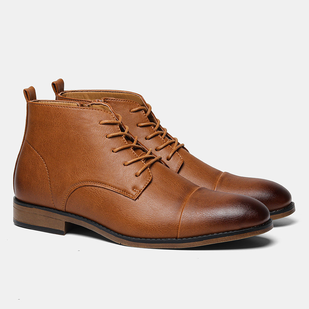 Plus Size Men's Chelsea Boots Inside Zipper Leather Boots