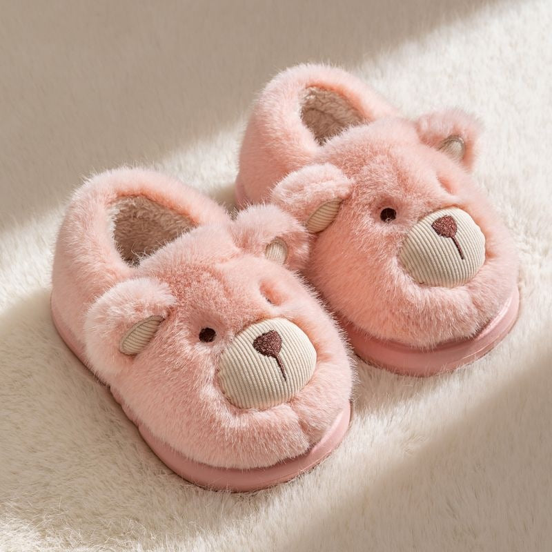Plush Slippers - Home Cotton Slippers Heel-wrapping Shoes Boys And Girls Warm Shoes