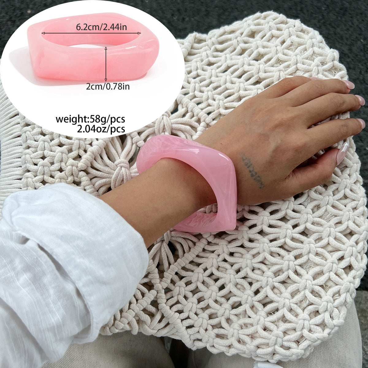 Acrylic Bracelet, Semi-transparent, Fashionable And Vintage, European And American Style Resin