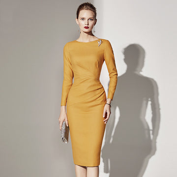 Business Dress -French Business Waist Yellow