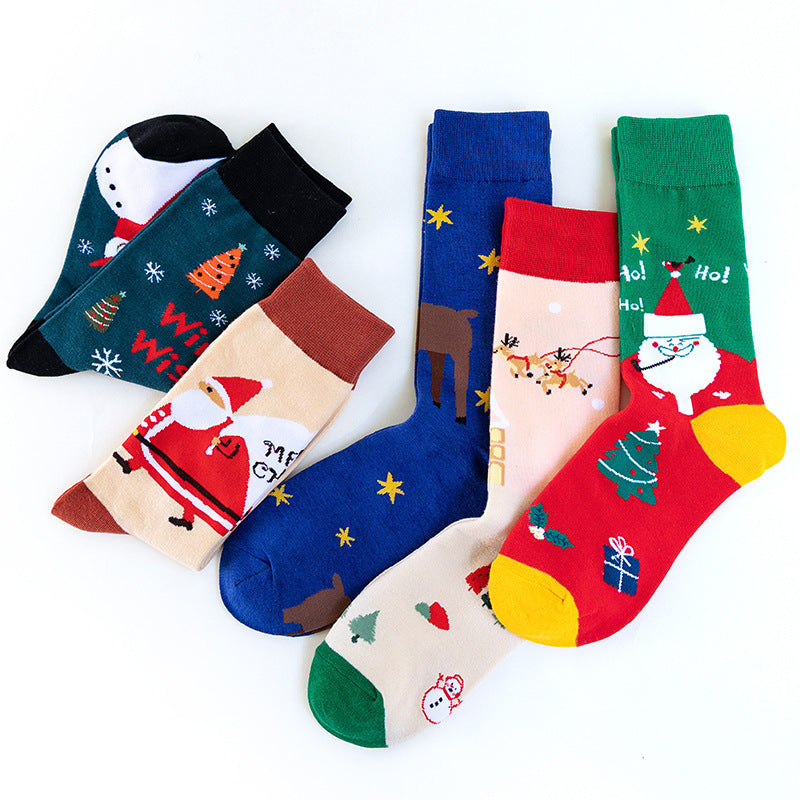 Men's Santa Snowman Cartoon Cotton Socks