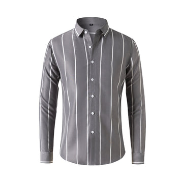 New Slim-fit Striped Shirt Men's Long Sleeve Shirt