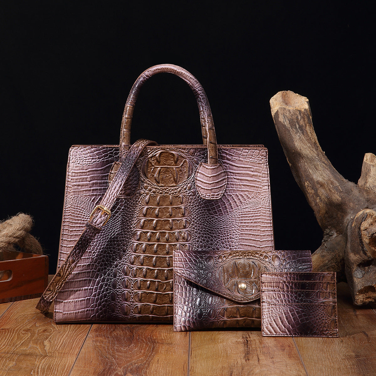 Womens Crossbody Tote Bag  With Vibrant Crocodile-Grain Design In The Brummie Style