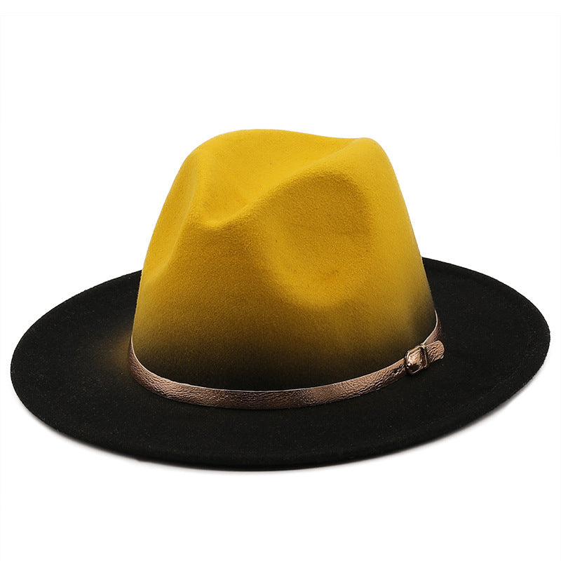 Autumn Winter Spray Painted Wool Jazz Hat