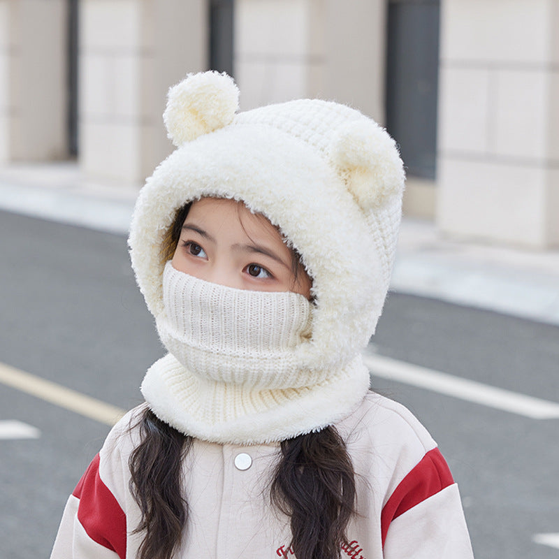 Neck Warmer Integrated Hood With Face Mask For Children Cycling