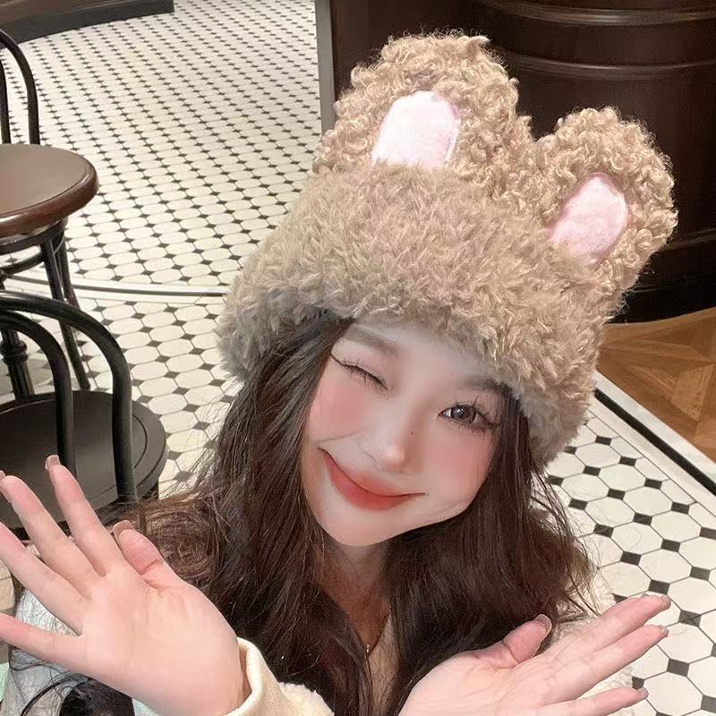 Korean-style Cute And Sweet Bunny-ear Plush Hat