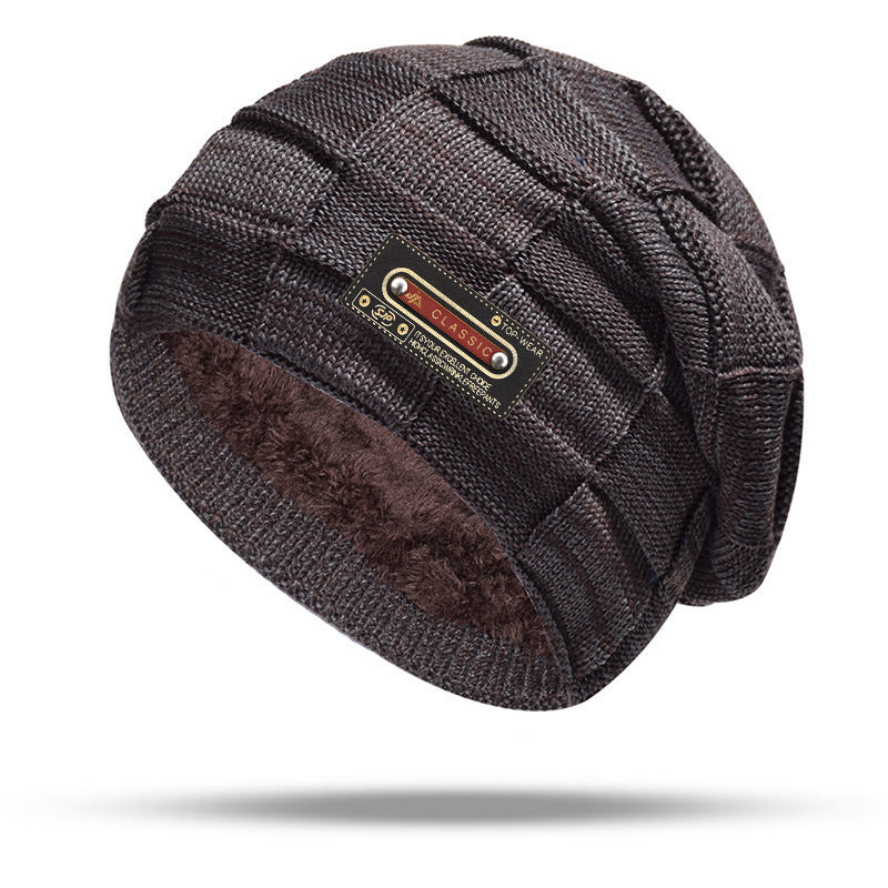 Fleece-lined Warm Knitted Mens Outdoor Beanie For Fall And Winter
