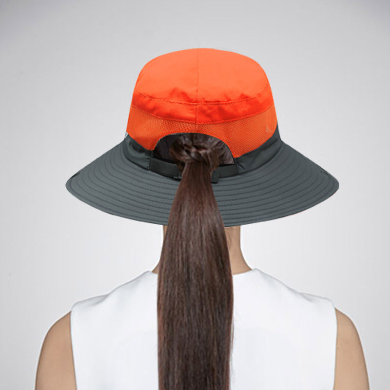 Bucket Hat Women's Summer Outdoor Sun Hat Exposed Ponytail Sun Hat Sun Protection Hat