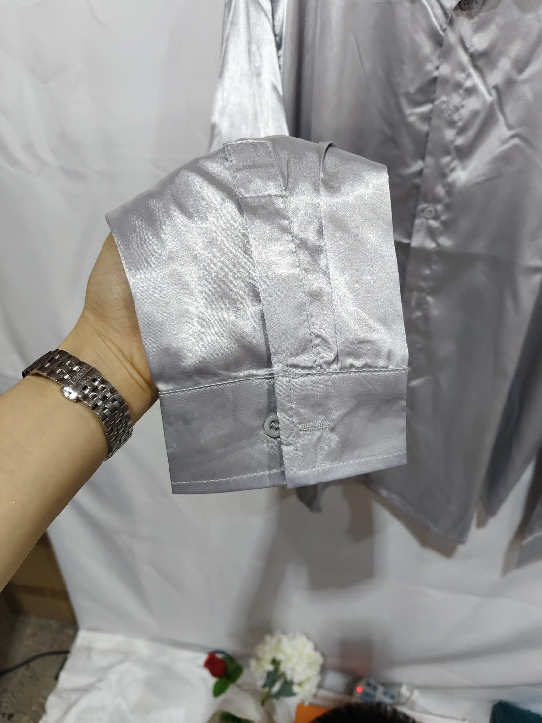 Mens Black Satin Dress Shirts