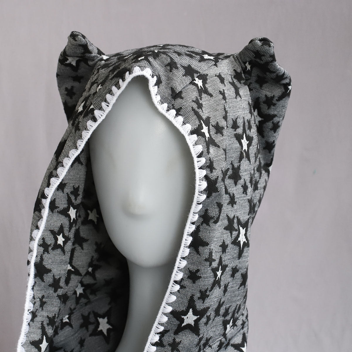 Retro Winter Scarf Hat With Devil Horns For Women Cute Lace Trim