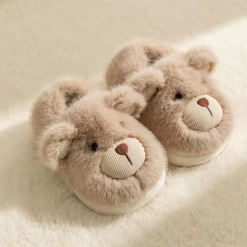 Plush Slippers - Home Cotton Slippers Heel-wrapping Shoes Boys And Girls Warm Shoes