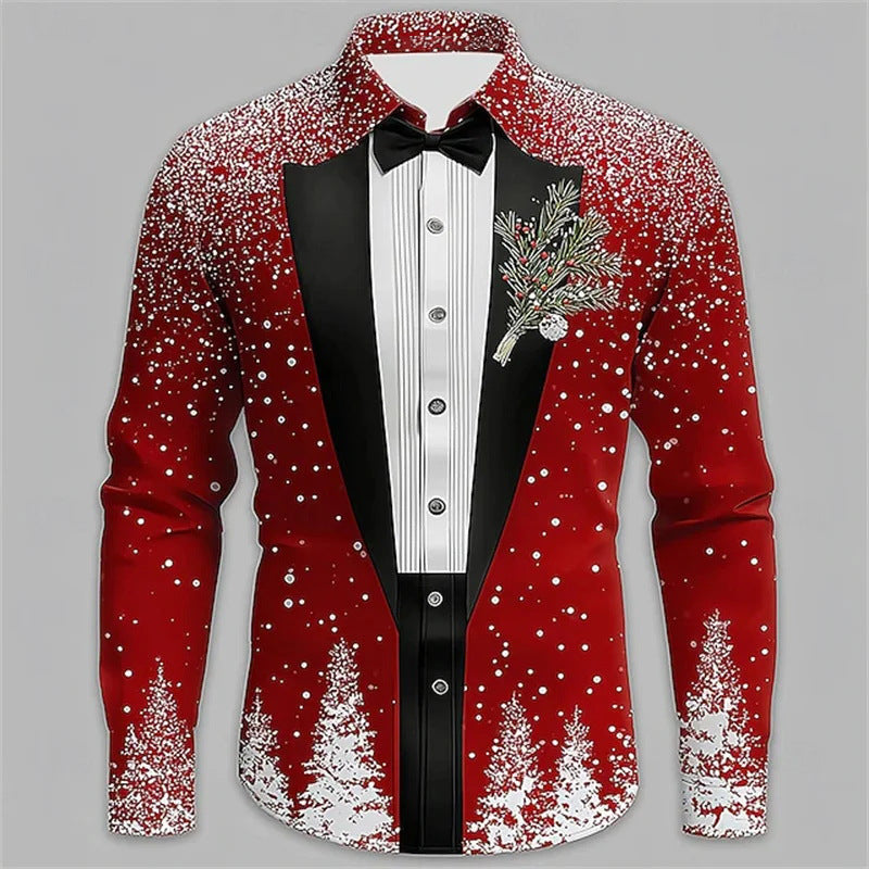 Christmas Men's Snowflake Tie 3D Print Shirt