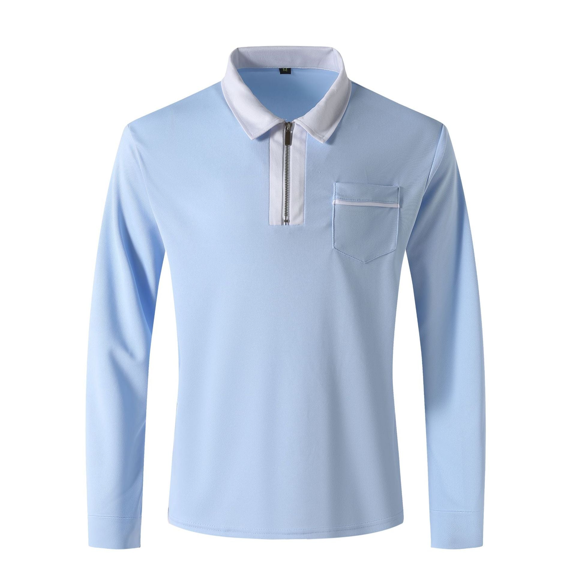 2024 Autumn Mens Long Sleeve - Zipper Polo Shirts -Casual Lapel Collar Zip Up Henley Shirts - Cotton Sports -Golf -Tennis T-Shirts With Pockets