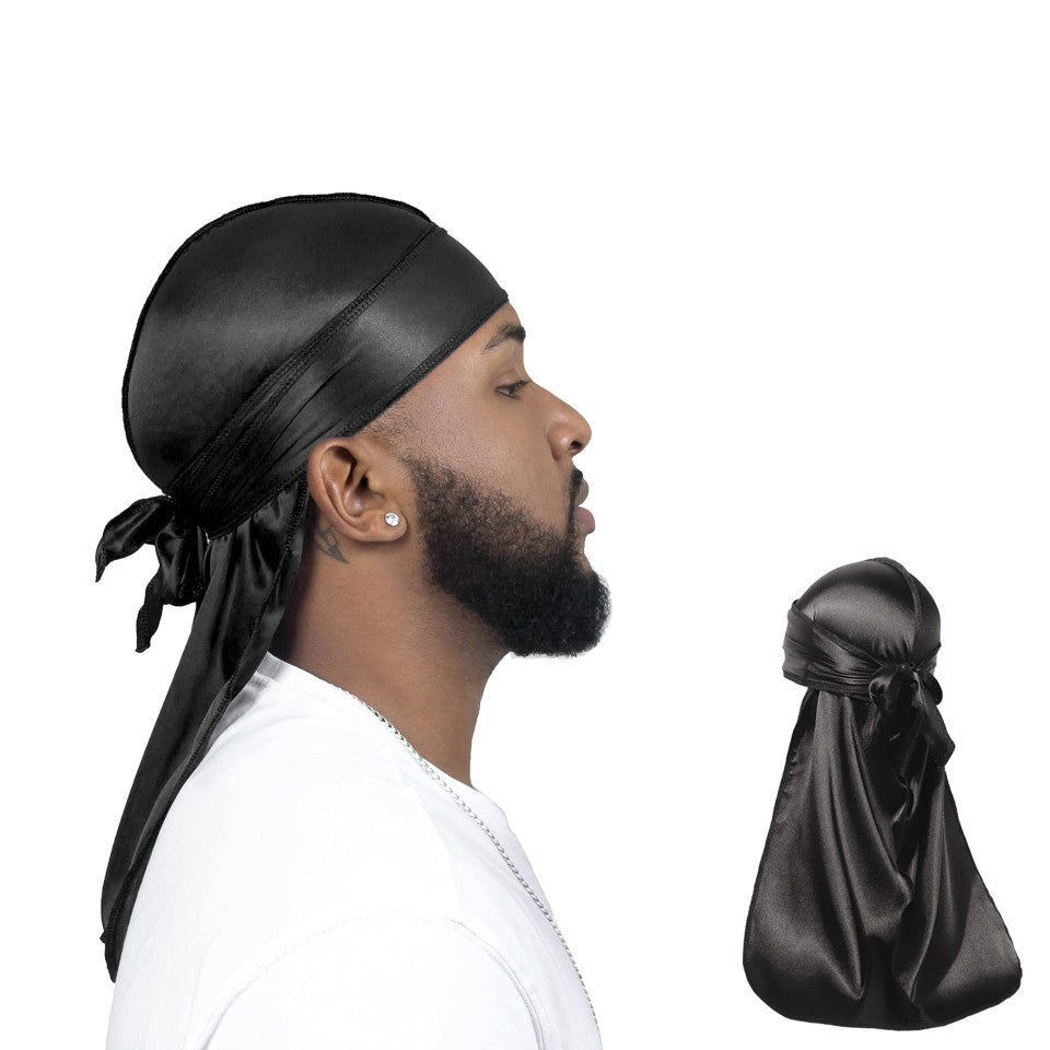 Unisex Satin Long Tail Headwrap  Stretchy Pirate Hat And Hip Hop Turban For Men And Women, Elastic Bandana Cap For Costume And Fashion