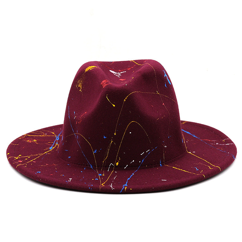 New Unisex Artists Fedora With Colorful Graffiti Paint