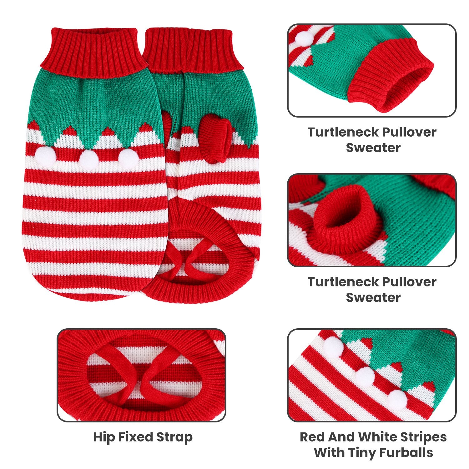 2 Patterns 4 Sizes Option-- 1Pc Pet Christmas Turtleneck Sweater Dog Cat Christmas Clothes Snowman Stripes Costume Winter Holiday Sweater For Small Medium Kitten Puppy Cats Dogs