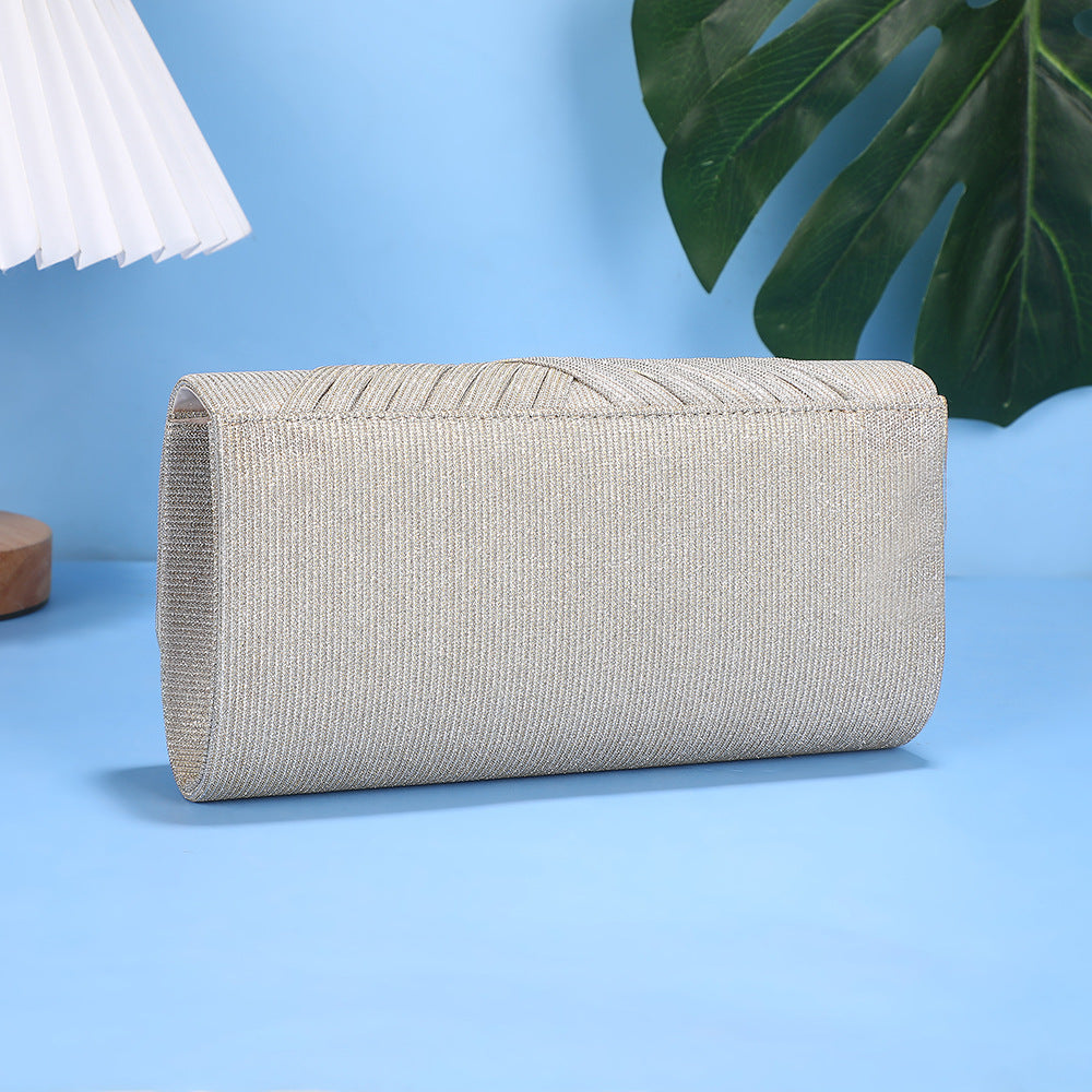 Elegant Striped Evening Bag With Chain Shoulder Strap