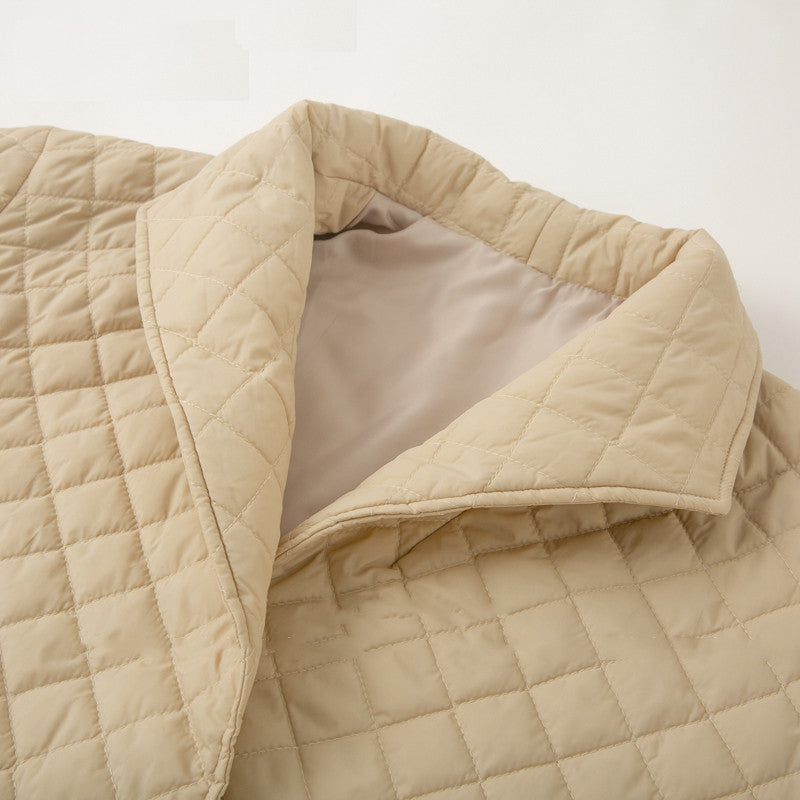 New Warm Short Cotton Padded - Parkas Woman Belted Lapel Coats